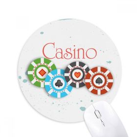 Dıythinker Dört Desenli Casino Çipleri İllüstrasyon Baskılı Yuvarlak Kaymaz Kauçuk Mouse Pad