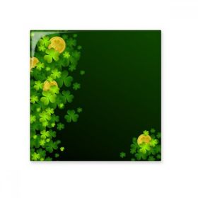 Dıythinker Dört Yapraklı Yonca Altın İrlanda St Patricks Day 10x10 cm Seramik Karo