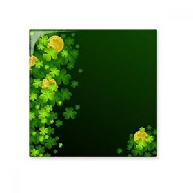 Dıythinker Dört Yapraklı Yonca Altın İrlanda St Patricks Day 10x10 cm Seramik Karo