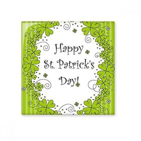 Dıythinker Dört Yapraklı Yonca Çizgili İrlanda Mutlu St Patricks Day 10x10 cm Seramik Karo