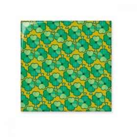Dıythinker Dört Yapraklı Yonca Sarı Alt İrlanda St Patricks Day 10x10 cm Seramik Karo