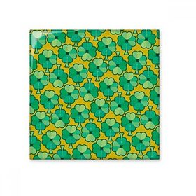 Dıythinker Dört Yapraklı Yonca Sarı Alt İrlanda St Patricks Day 10x10 cm Seramik Karo