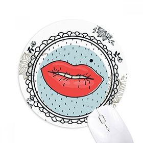Dıythinker Dudak Çiçeği Yaprak Çerçeve Çizgi Film Desenli Baskılı Yuvarlak Kaymaz Kauçuk Mouse Pad