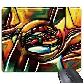 Dıythinker Düzensiz Desen Renkli Batı Stili Soyut Sanat Yağlı Boya Dikdörtgen Kaymaz Kauçuk Mouse Pad