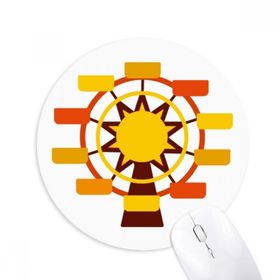 Dıythinker Eğlence Parkı Dönme Dolap Renkli İllüstrasyon Baskılı Yuvarlak Kaymaz Kauçuk Mouse Pad
