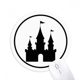 Dıythinker Eğlence Parkı Kalesi Siyah Siluet Baskılı Yuvarlak Kaymaz Kauçuk Mouse Pad