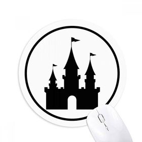 Dıythinker Eğlence Parkı Kalesi Siyah Siluet Baskılı Yuvarlak Kaymaz Kauçuk Mouse Pad
