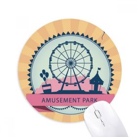 Dıythinker Eğlence Parkı Siyah Dönme Dolap Desenli Baskılı Yuvarlak Kaymaz Kauçuk Mouse Pad