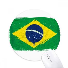 Dıythinker El Boyaması Brezilya Bayrağı Baskılı Yuvarlak Kaymaz Kauçuk Mouse Pad