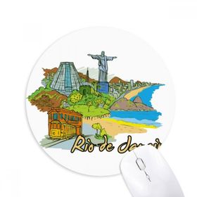 Dıythinker El Boyaması Brezilya Rio De Janeiro Baskılı Yuvarlak Kaymaz Kauçuk Mouse Pad