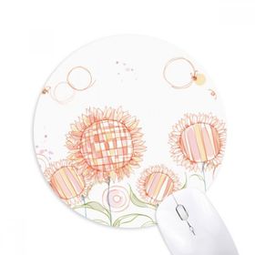Dıythinker El Boyaması Çiçek Bitki Ayçiçeği Bal Arısı Baskılı Yuvarlak Kaymaz Kauçuk Mouse Pad