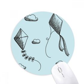 Dıythinker El Boyaması Geometri Basit Uçurtma Desenli Baskılı Yuvarlak Kaymaz Kauçuk Mouse Pad