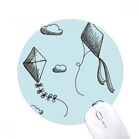 Dıythinker El Boyaması Geometri Basit Uçurtma Desenli Baskılı Yuvarlak Kaymaz Kauçuk Mouse Pad