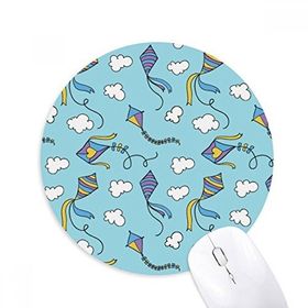 Dıythinker El Boyaması Geometri Basit Uçurtma Desenli Baskılı Yuvarlak Kaymaz Kauçuk Mouse Pad