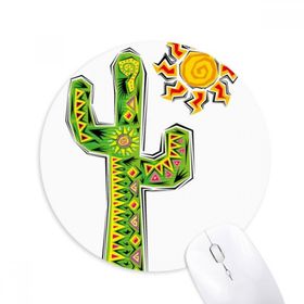 Dıythinker El Boyaması Kaktüs Meksika Kültür Elemanı Baskılı Yuvarlak Kaymaz Kauçuk Mouse Pad