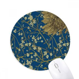 Dıythinker El Boyaması Krizantem Çiçek Baskılı Yuvarlak Kaymaz Kauçuk Mouse Pad