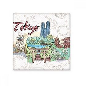 Dıythinker El Boyaması Şehir Japonya Yard Tokyo Kültürel Elemanlar 10x10 cm Seramik Karo