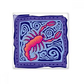 Dıythinker El Boyaması Takım Yıldızı Akrep Meksika Kültürü Oyma 10x10 cm Seramik Karo