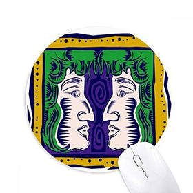 Dıythinker El Boyaması Takımyıldızı İkizler Meksika Kültürü Baskılı Yuvarlak Kaymaz Kauçuk Mouse Pad