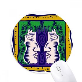 Dıythinker El Boyaması Takımyıldızı İkizler Meksika Kültürü Baskılı Yuvarlak Kaymaz Kauçuk Mouse Pad