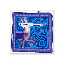 Dıythinker El Boyaması Takımyıldızı Yay Meksika Kültürü Oyma 10x10 cm Seramik Karo