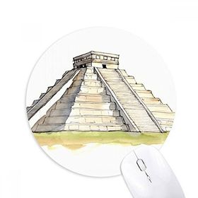 Dıythinker El Castillo Mezoamerikan Baskılı Yuvarlak Kaymaz Kauçuk Mouse Pad