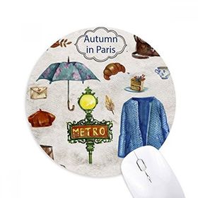 Dıythinker Elbise Şemsiye Fransa Hayat Baskılı Yuvarlak Kaymaz Kauçuk Mouse Pad