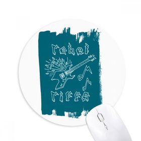 Dıythinker Elektrikli Gitar Müzik Aletleri Mavi Desen Baskılı Yuvarlak Kaymaz Kauçuk Mouse Pad