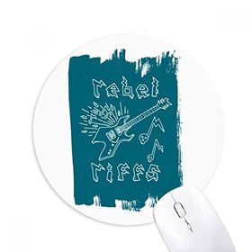 Dıythinker Elektrikli Gitar Müzik Aletleri Mavi Desen Baskılı Yuvarlak Kaymaz Kauçuk Mouse Pad