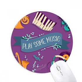 Dıythinker Elektrikli Piyano Müzik Kulaklığı Sesler Baskılı Yuvarlak Kaymaz Kauçuk Mouse Pad