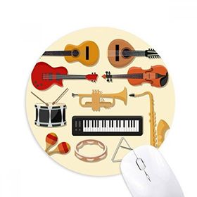 Dıythinker Elektrikli Piyano Trombon Gitar Müzik Baskılı Yuvarlak Kaymaz Kauçuk Mouse Pad