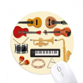Dıythinker Elektrikli Piyano Trombon Gitar Müzik Baskılı Yuvarlak Kaymaz Kauçuk Mouse Pad