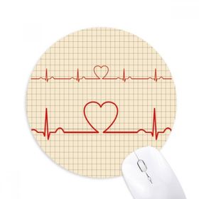 Dıythinker Elektrokardiyogram Kalp Tasarım Desen Baskılı Yuvarlak Kaymaz Kauçuk Mouse Pad