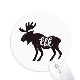 Dıythinker Elk Siyah ve Beyaz Hayvan Baskılı Yuvarlak Kaymaz Kauçuk Mouse Pad