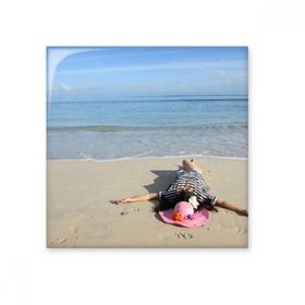 Dıythinker Ellie Yao Beautiflu Kız Resmi Plaj Güneş Deniz Parlak 10x10 cm Seramik Karo