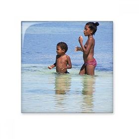 Dıythinker Ellie Yao Deniz Dalgası Fotoğraf Afrika Çocuklar Parlak 10x10 cm Seramik Karo