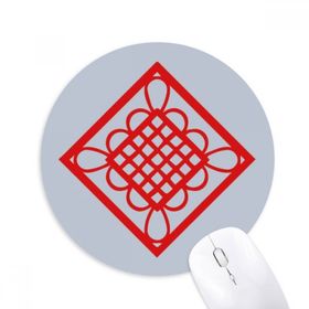 Dıythinker Elmas Kırmızı Çin Düğümü Kağıt Kesim Baskılı Yuvarlak Kaymaz Kauçuk Mouse Pad