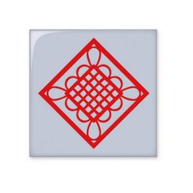Dıythinker Elmas Kırmızı Çin Düğümü Kağıt Kesim Parlak 10x10 cm Seramik Karo