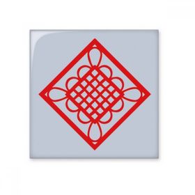 Dıythinker Elmas Kırmızı Çin Düğümü Kağıt Kesim Parlak 10x10 cm Seramik Karo