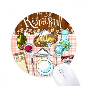 Dıythinker En iyi restoran Şarap Limonatı Baskılı Yuvarlak Kaymaz Kauçuk Mouse Pad