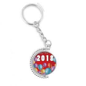 Diythinker Erkek 2018 Balon Köpeğin Yılı Mutlu Yıllar Döndürülebilir Çok Renkli 3x9 cm Anahtarlık