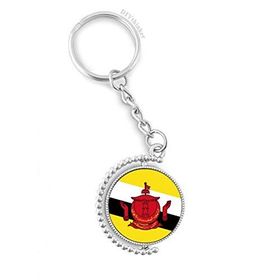 Diythinker Erkek Brunei Ulusal Bayrağı Asya Ülke Döndürülebilir Çok Renkli 3x9 cm Anahtarlık