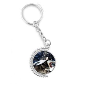 Diythinker Erkek Büyük Ağızlı Köpek Kar Husky Resim Döndürülebilir Çok Renkli 3x9 cm Anahtarlık