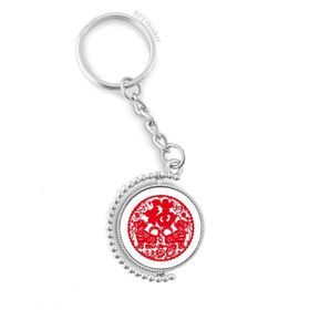 Diythinker Erkek Çin Yeni Yılı Köpek Kağıt Kesme Döndürülebilir Çok Renkli 3x9 cm Anahtarlık