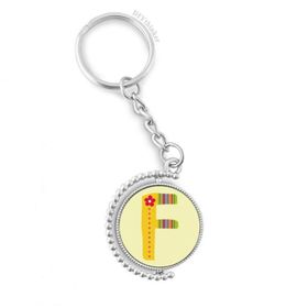 Diythinker Erkek F Alfabe Çiçek Sevimli Desen Döndürülebilir Çok Renkli 3x9 cm Anahtarlık