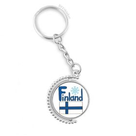 Diythinker Erkek Finlandiya Ulusal Bayrağı Mavi Desen Döndürülebilir Çok Renkli 3x9 cm Anahtarlık