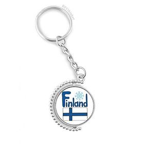 Diythinker Erkek Finlandiya Ulusal Bayrağı Mavi Desen Döndürülebilir Çok Renkli 3x9 cm Anahtarlık