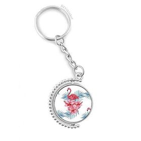 Diythinker Erkek Flamingo Bitki Yaprak Sembolü Döndürülebilir Çok Renkli 3x9 cm Anahtarlık