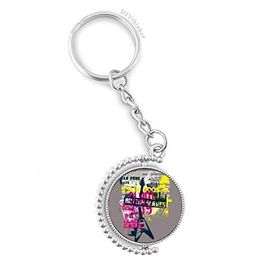 Diythinker Erkek Grafiti Sokak Kültürü Renkli Gitar Desenli Döndürülebilir Çok Renkli 3x9 cm Anahtarlık