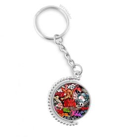 Diythinker Erkek Grafiti Sokak Renkli Kafatası Duvar Resmi Döndürülebilir Çok Renkli 3x9 cm Anahtarlık